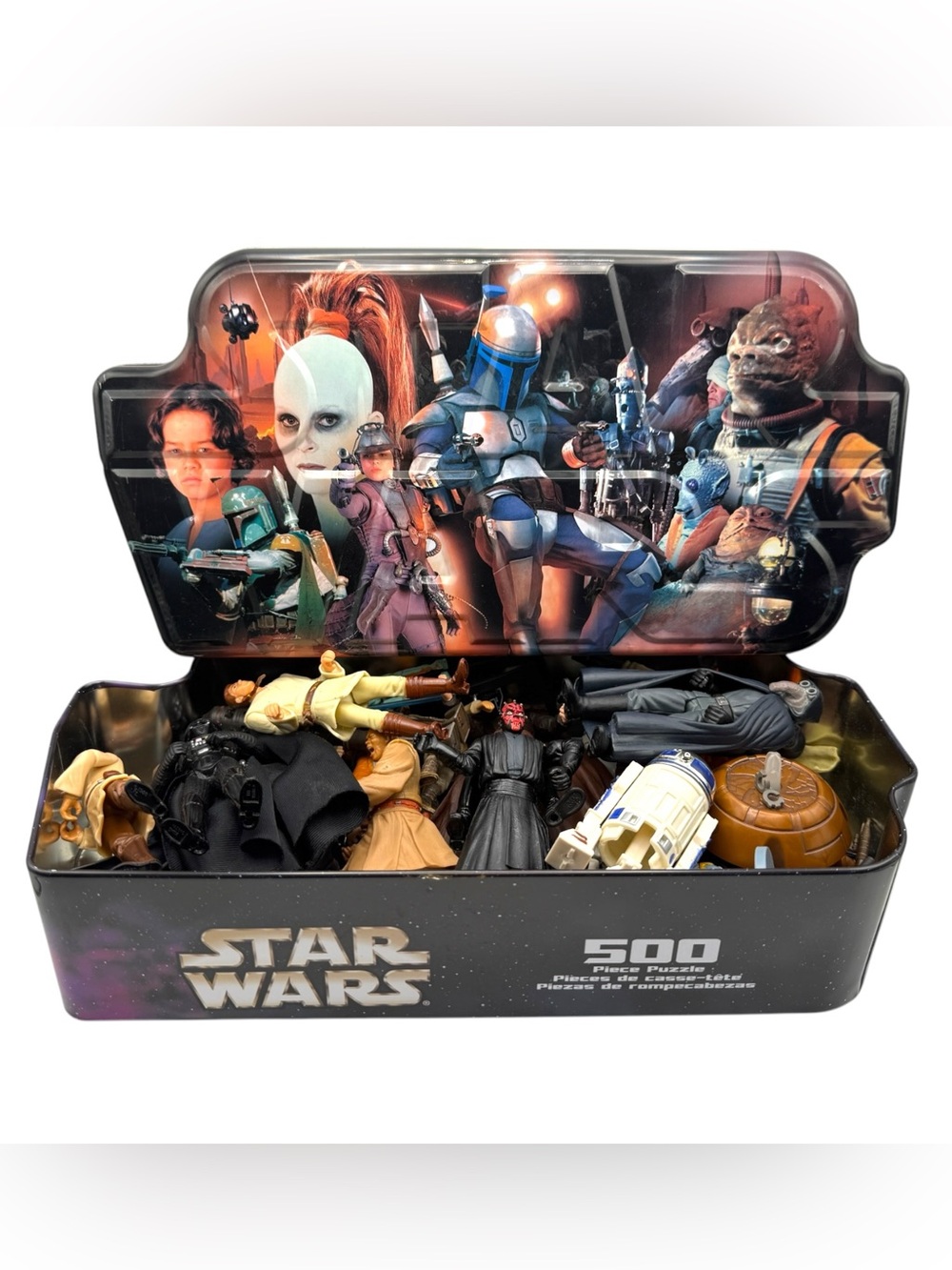Star Wars Huge Action Figure Lot Darth Vader Boba Fett R2-D2 Lunchbox Tin